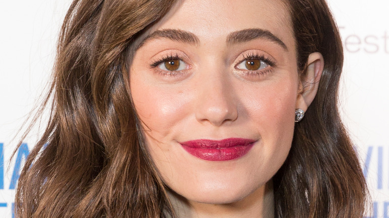 Emmy Rossum red lipstick