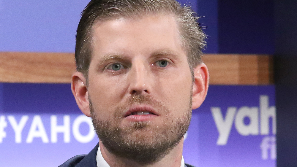 Eric Trump listening at an event in NYC
