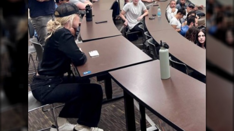 Erika Kirk pictured meeting with Arizona State University students.