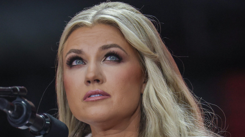 Erika Kirk close-up, showing her faux lashes