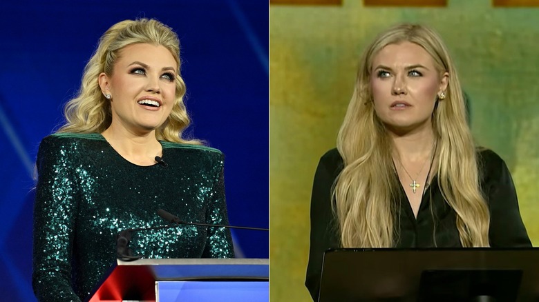 Erika Kirk with full face of makeup versus without