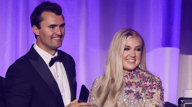 Charlie and Erika Kirk onstage in January 2025
