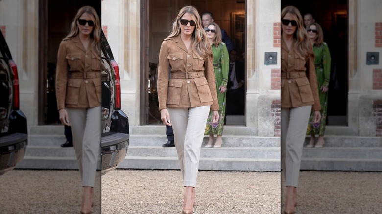 First Lady Melania Trump preparing to depart from Chequers on Marine One