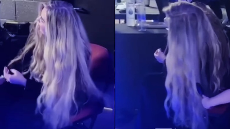 Erika Kirk getting her hair brushed