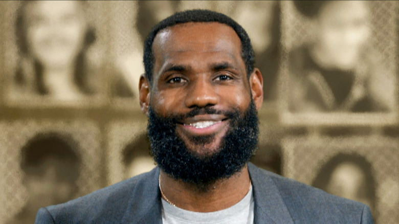 LeBron James smiling, with beard