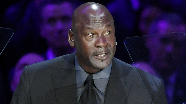 Michael Jordan speaking on stage