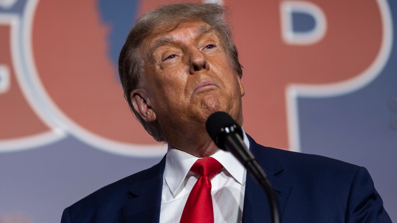 Donald Trump tilting chin up