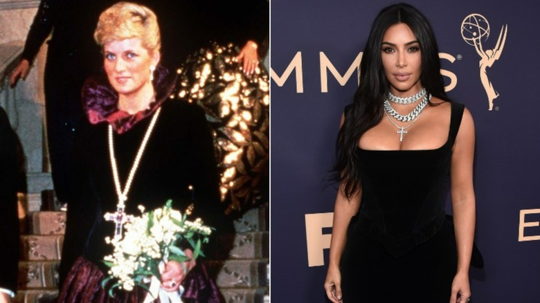 Princess Diana, Kim Kardashian wearing cross necklaces