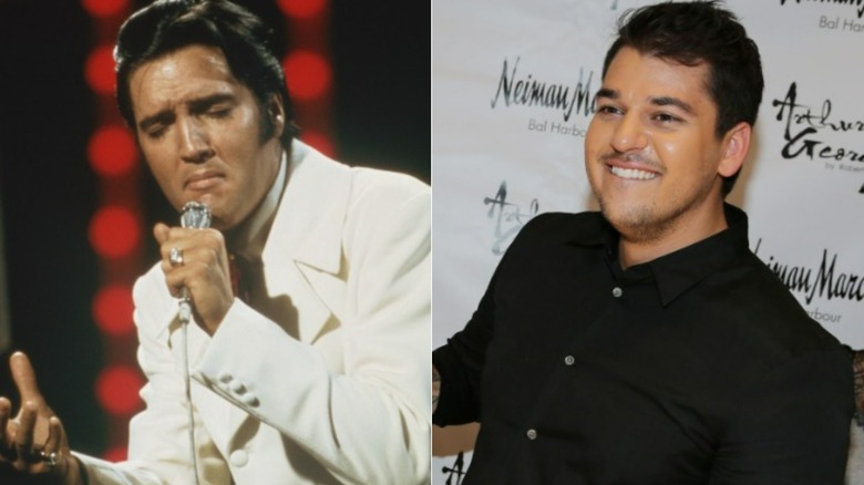 Elvis Presley performing, Rob Kardashian smiling
