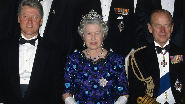 Bill Clinton and Queen Elizabeth and Prince Philip
