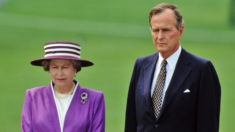 Queen Elizabeth and George H.W. Bush