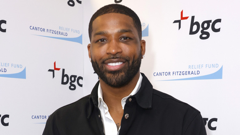 Tristan Thompson smiling on the red carpet