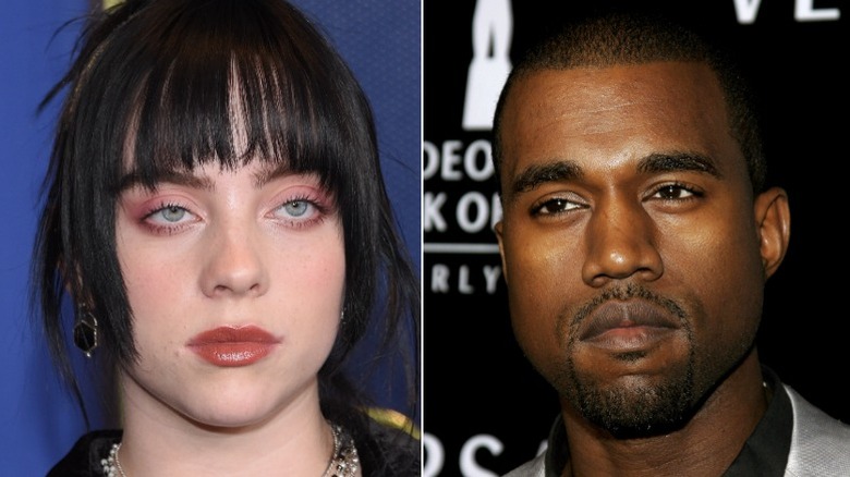Billie Eilish posing, Kanye West posing