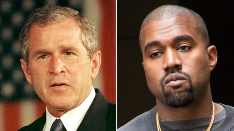 President George W. Bush talking, Kanye West looking mad