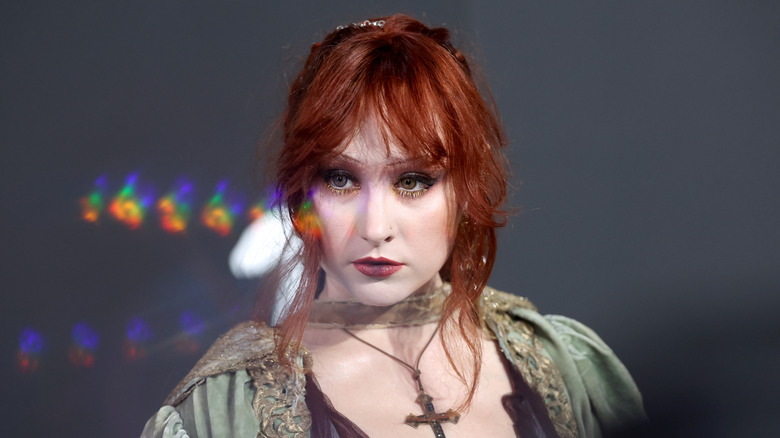 Chappell Roan red hair red lipstick