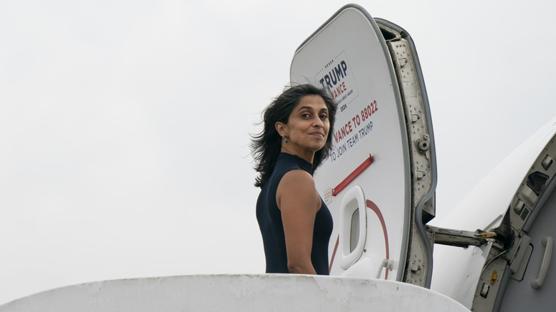 Usha Vance boards a plane