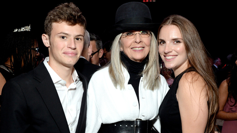 Diane Keaton posing with her children