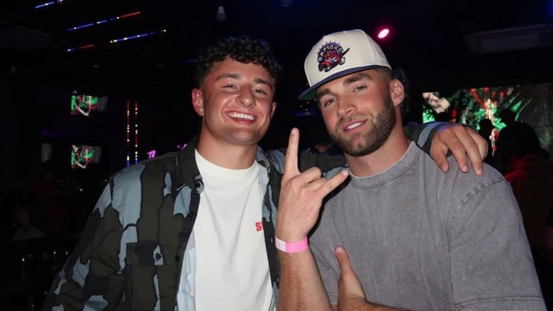 Kaleb Winterburn and Kade Wilcox posing in a club