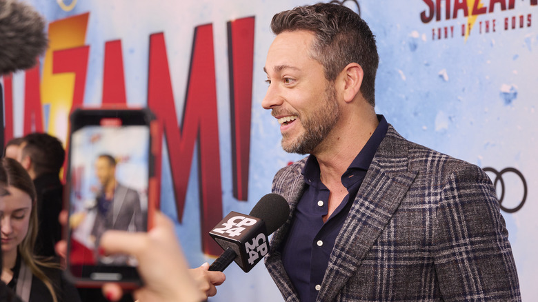 Zachary Levi being interviewed 