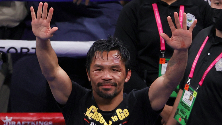 Manny Pacquiao celebrating