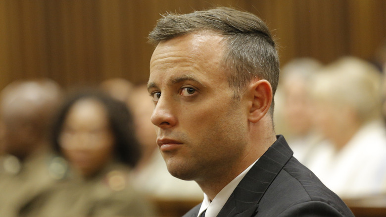 Oscar Pistorius looking pensive