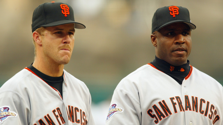 Jeff Kent and Barry Bonds in uniforms