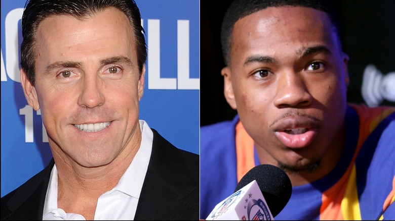 Bill Romanowski and Marcus Williams headshots to the side