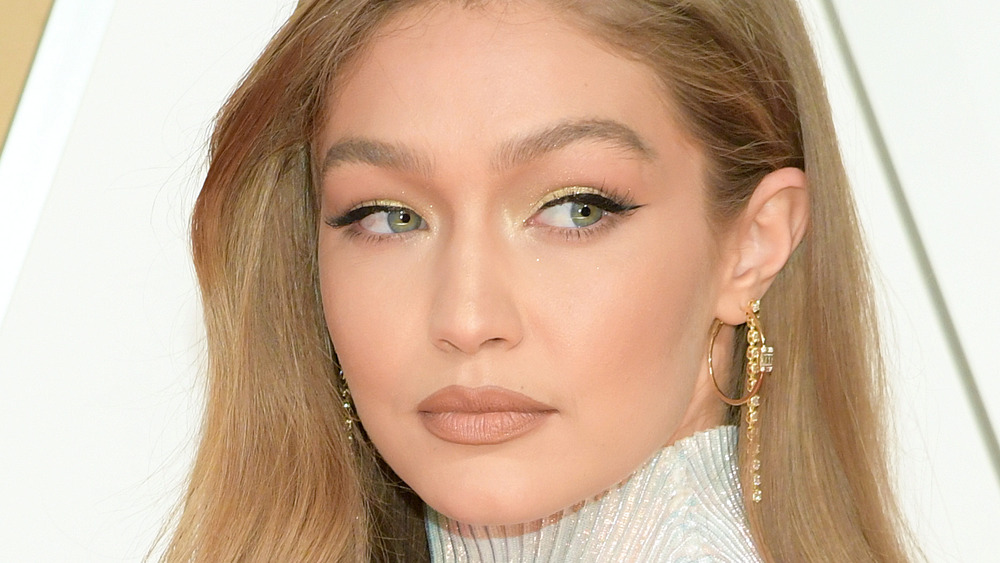 Gigi Hadid with a neutral expression