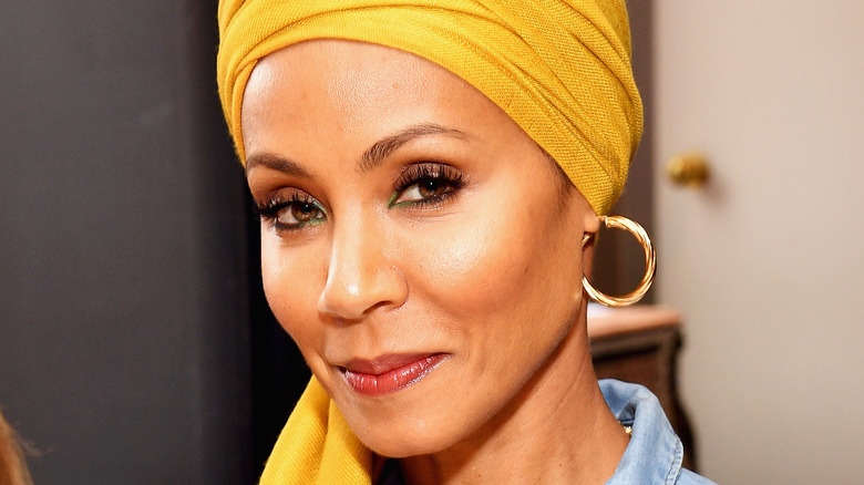 Jada Pinkett Smith wearing a yellow turban