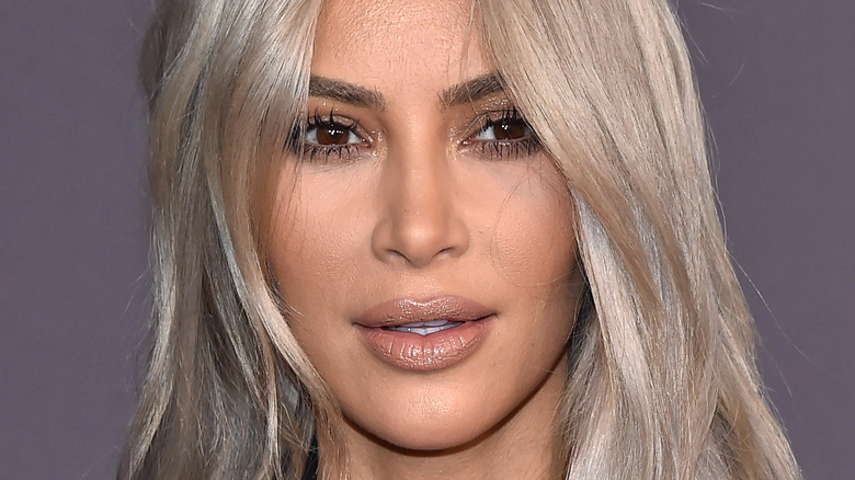 Kim Kardashian with silvery blonde hair