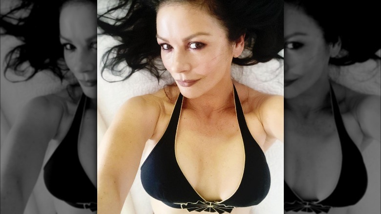 Catherine Zeta-Jones posing in bikini