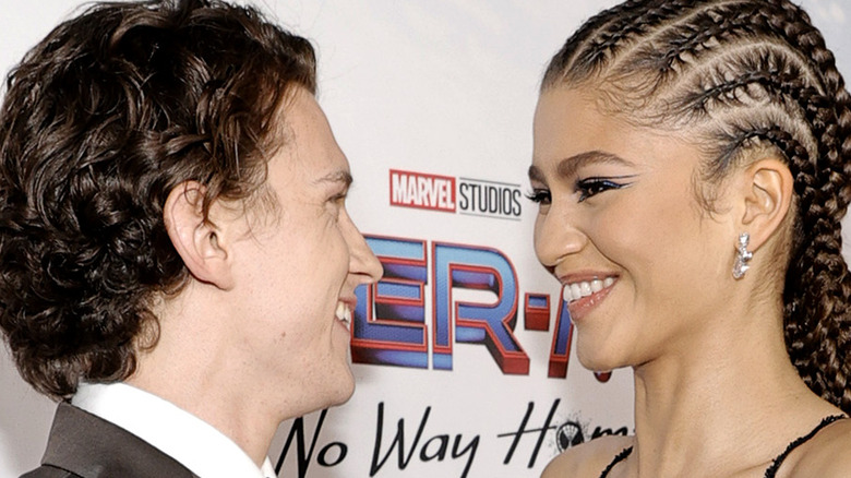 Tom Holland smiles at Zendaya