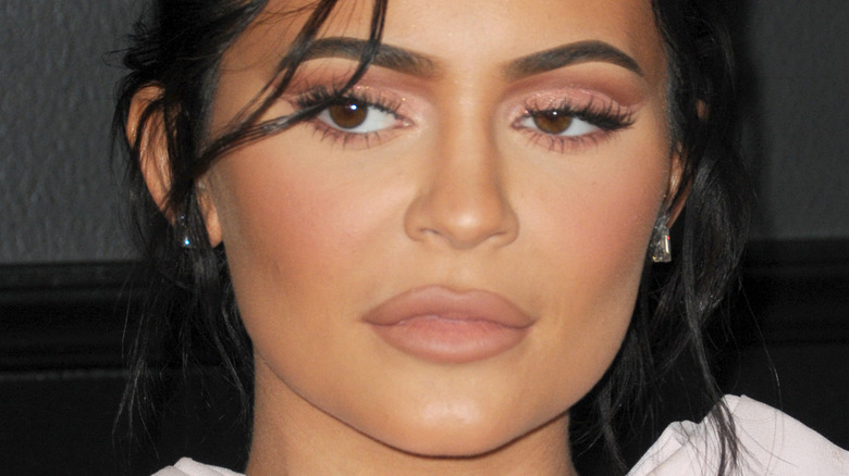 Kylie Jenner with hair in face
