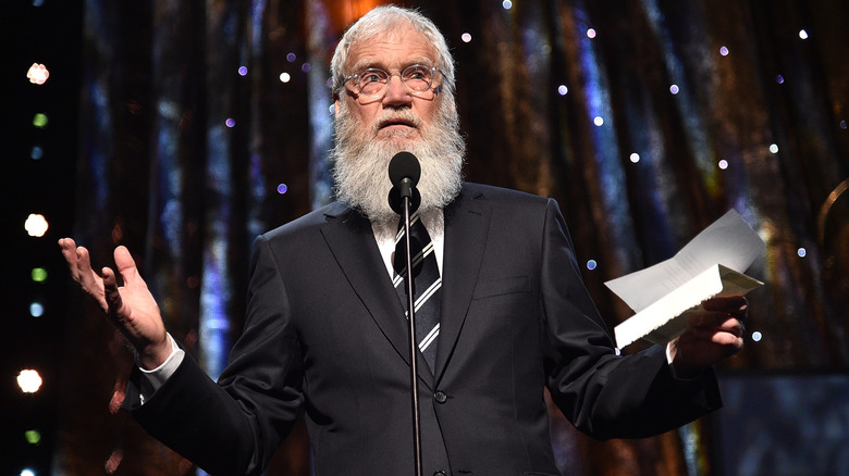 David Letterman on stage in 2017.