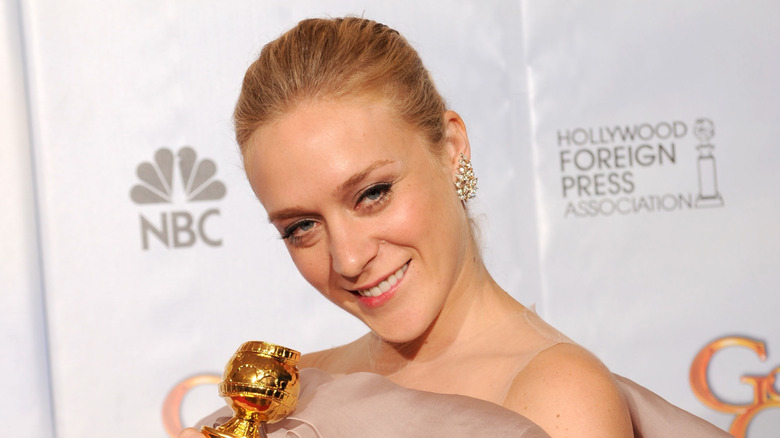 Chloe Sevigny posing with Golden Globe