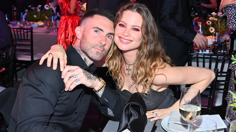 Adam Levine and Behati Prinsloo posing together