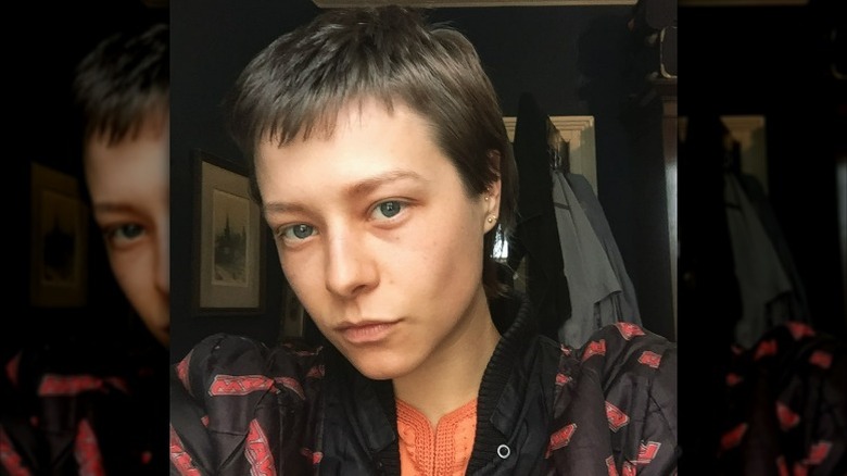 Emma D'Arcy pixie mullet selfie