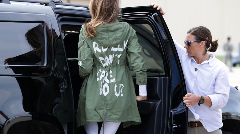 Melania Trump really don't care jacket in Texas