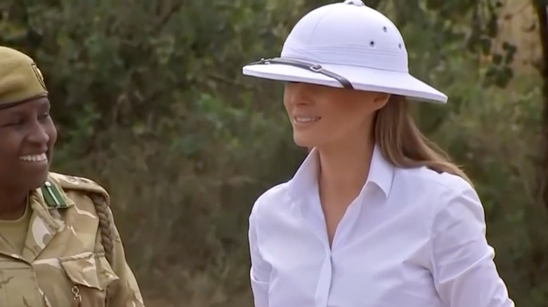 Melania Trump hat during African safari