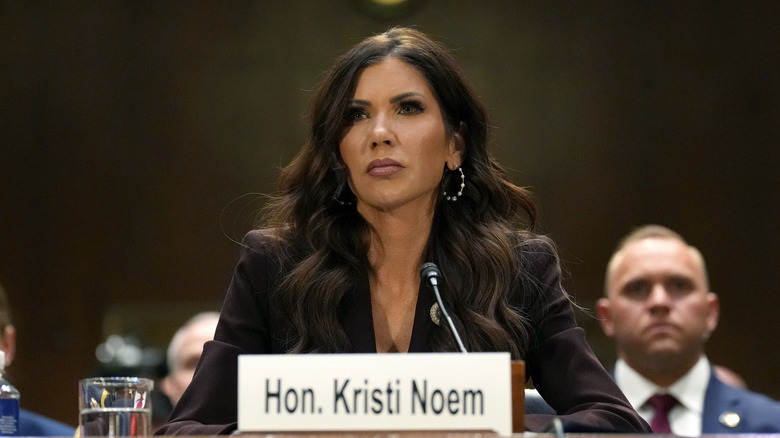 Kristi Noem preparing to speak