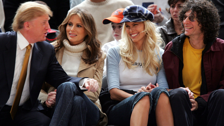Donald Trump, Melania Trump, Beth Ostrosky and Howard Stern attending the Washington Wizards vs New York Knicks Game