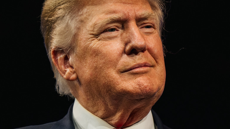 Donald Trump smiling and looking to the side
