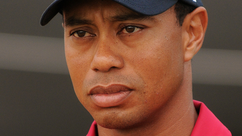 Tiger Woods staring