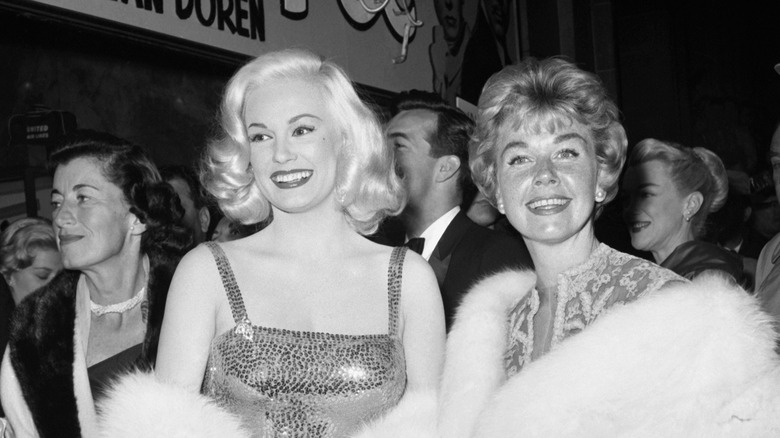 Mamie Van Doren and Doris Day at a film premiere