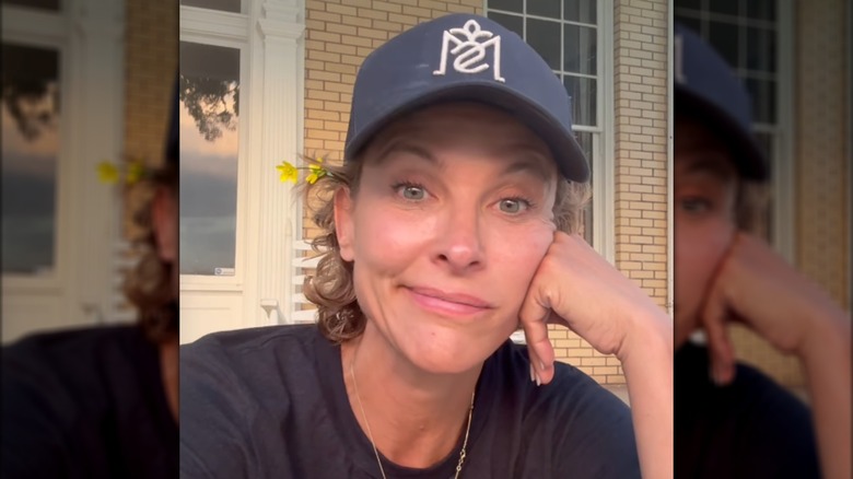 Jill Wagner filming an Instagram video from her farm