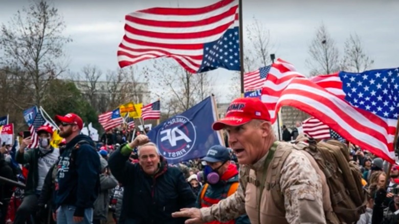 Ray Epps in a red Trump hat at the Capitol during the January 6 attack on the Capitol