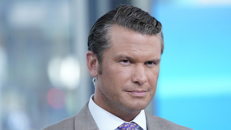 Pete Hegseth on the set of Fox & Friends