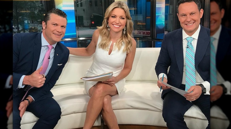 Ainsley Earhardt in a white dress