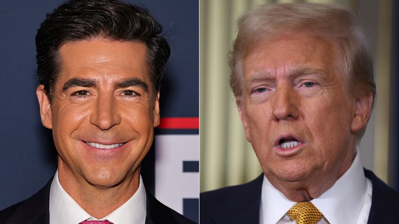 Jesse Watters and Donald Trump split image showing off orange hue