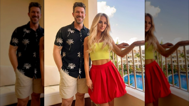 J.P. Arencibia and Tomi Lahren posing on a balcony